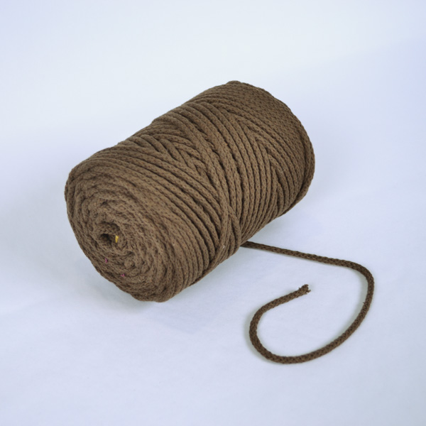 Pletená bavlnená šnúra 6mm premium hnedá