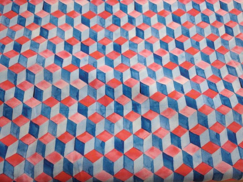2. Trieda - Bavlna premium Takoy Cubes 3D modročervené