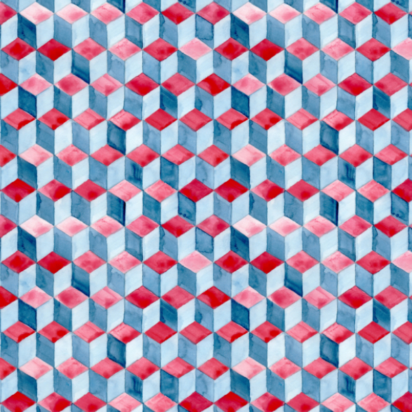 2. Trieda - Bavlna premium Takoy Cubes 3D modročervené