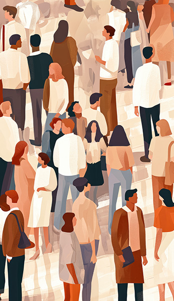 Teplákovina Takoy 150cm ilustrácia ľudia